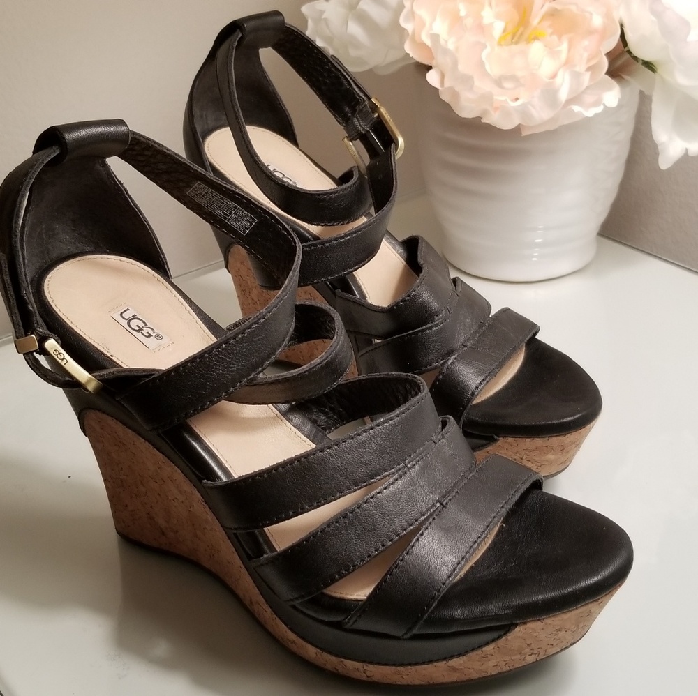 UGG Black wedge sandals